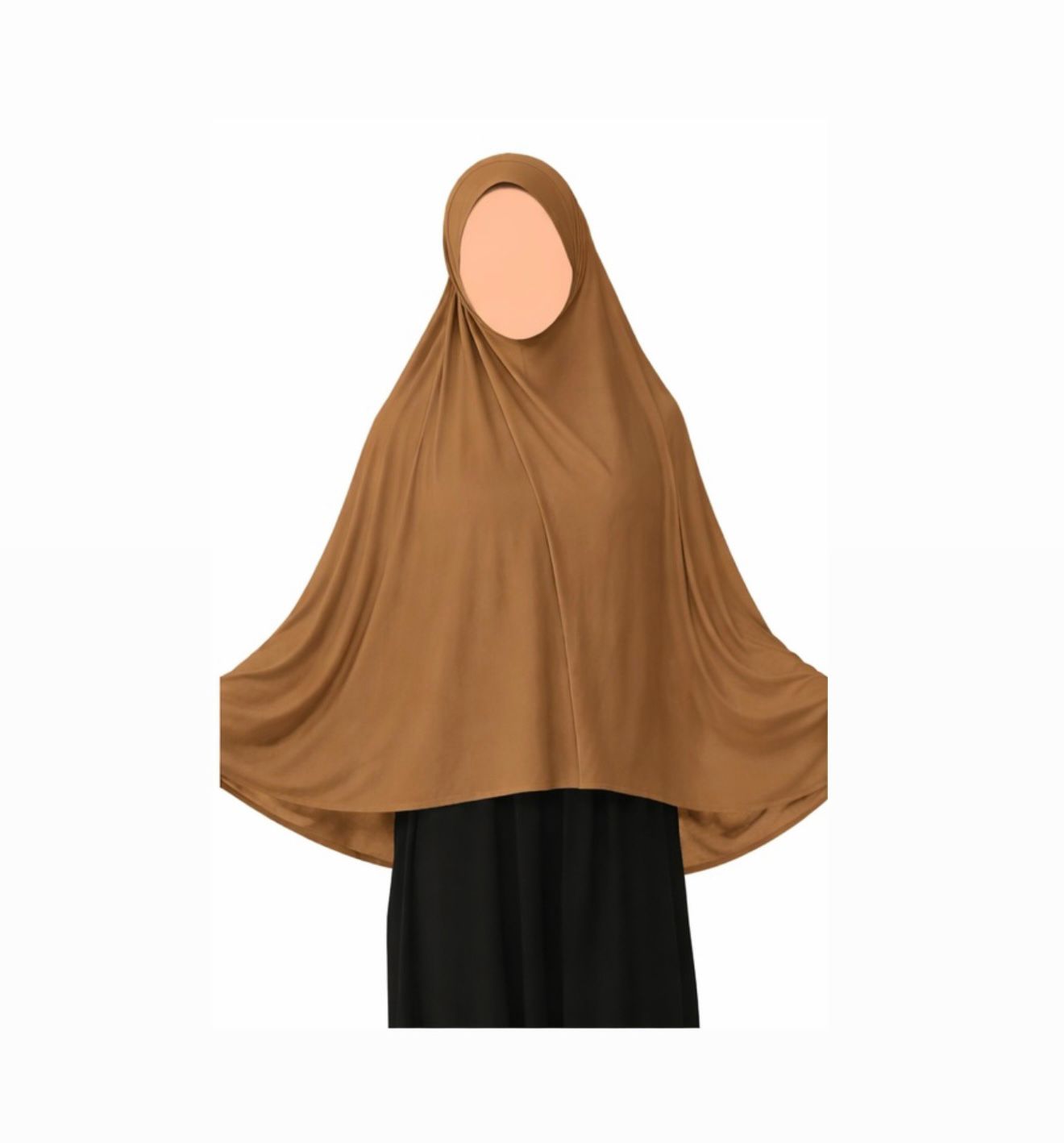 Light brown teen khimar jersey prayer scarf anti slip full coverage modest hijab for namaz