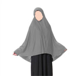 Light grey teen khimar jersey prayer scarf anti slip long modest hijab
