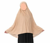 Light peach teen khimar jersey prayer scarf anti slip full coverage modest hijab for namaz