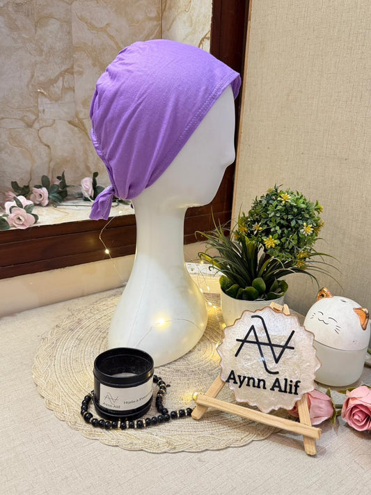 Lilac plain tie back hijab cap soft breathable underscarf modest hijab cap Aynn Alif