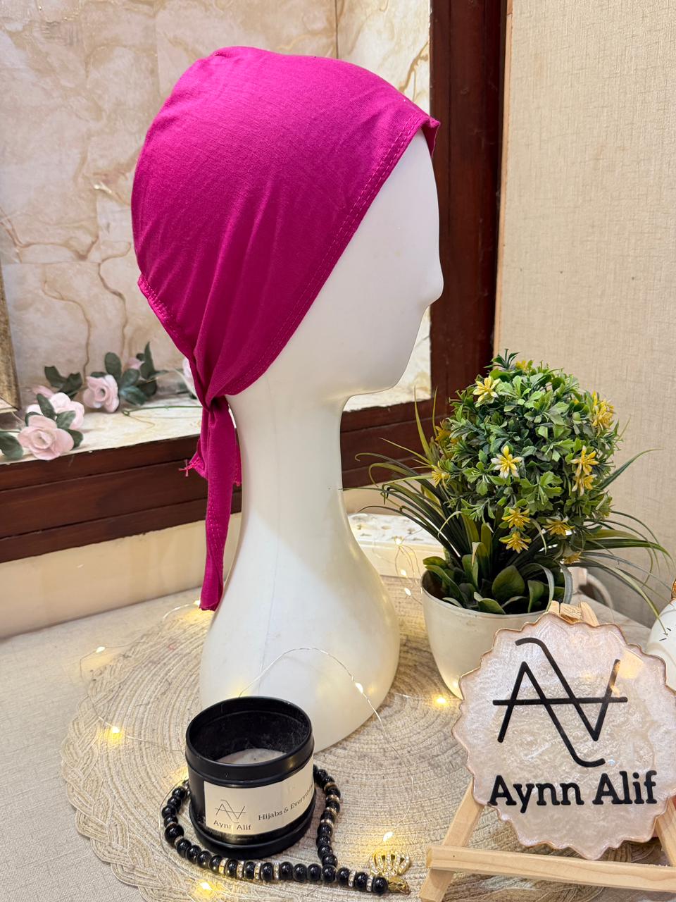 Magenta tie back hijab cap adjustable underscarf