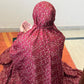 Maroon floral namaz chaadar for women by Aynn Alif Pakistan wudu friendly prayer chaadar with elastic sleeves, elastic headband and full coverage
