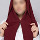 Maroon instant chiffon georgette hijab with attached tube band and built-in magnet for easy and effortless styling.