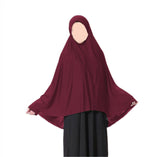 Maroon teen khimar jersey prayer scarf anti slip long modest hijab for namaz