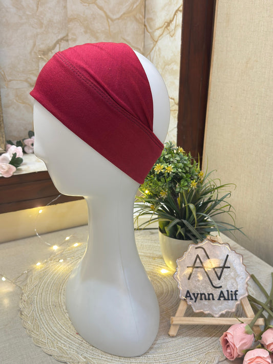 Maroonish red tube underscarf band breathable hijab base