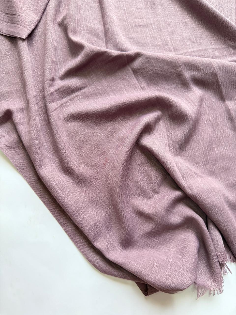 Mauve Turkish Lawn Hijab large size with a slight stain, featuring breathable lightweight fabric and generous coverage at a discounted price.