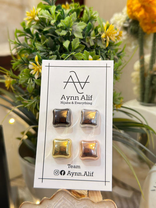 square metallic hijab magnets no pin hijab accessories Pakistan”