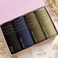 Stones studded ribbed jersey hijabs in Black, Navy Blue, Army Green and Pista Green, arranged in a premium pink presentation box.