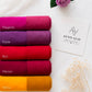 Aynn Alif Magenta, Purple, Red, Maroon and Yellow chiffon georgette hijabs with matching plain jersey tube bands.