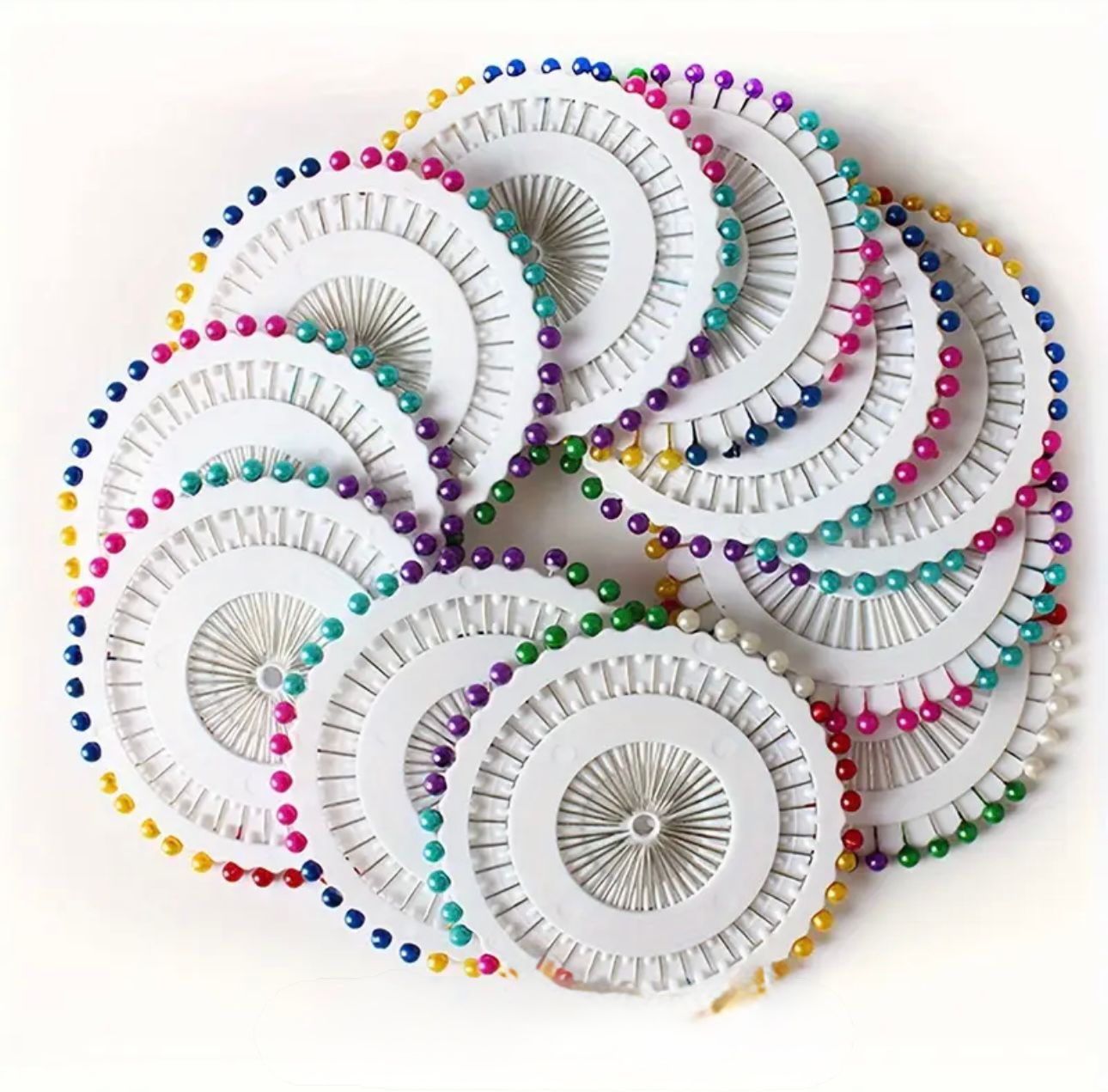 Multi colour pinwheel hijab pins with 30 colourful scarf pins for secure and stylish hijab styling.