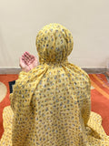 Mustard yellow floral namaz chaadar soft breathable modest prayer chadar full coverage Pakistan
