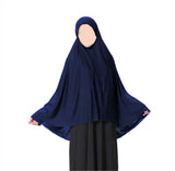 Navy blue teen khimar jersey prayer scarf anti slip modest hijab