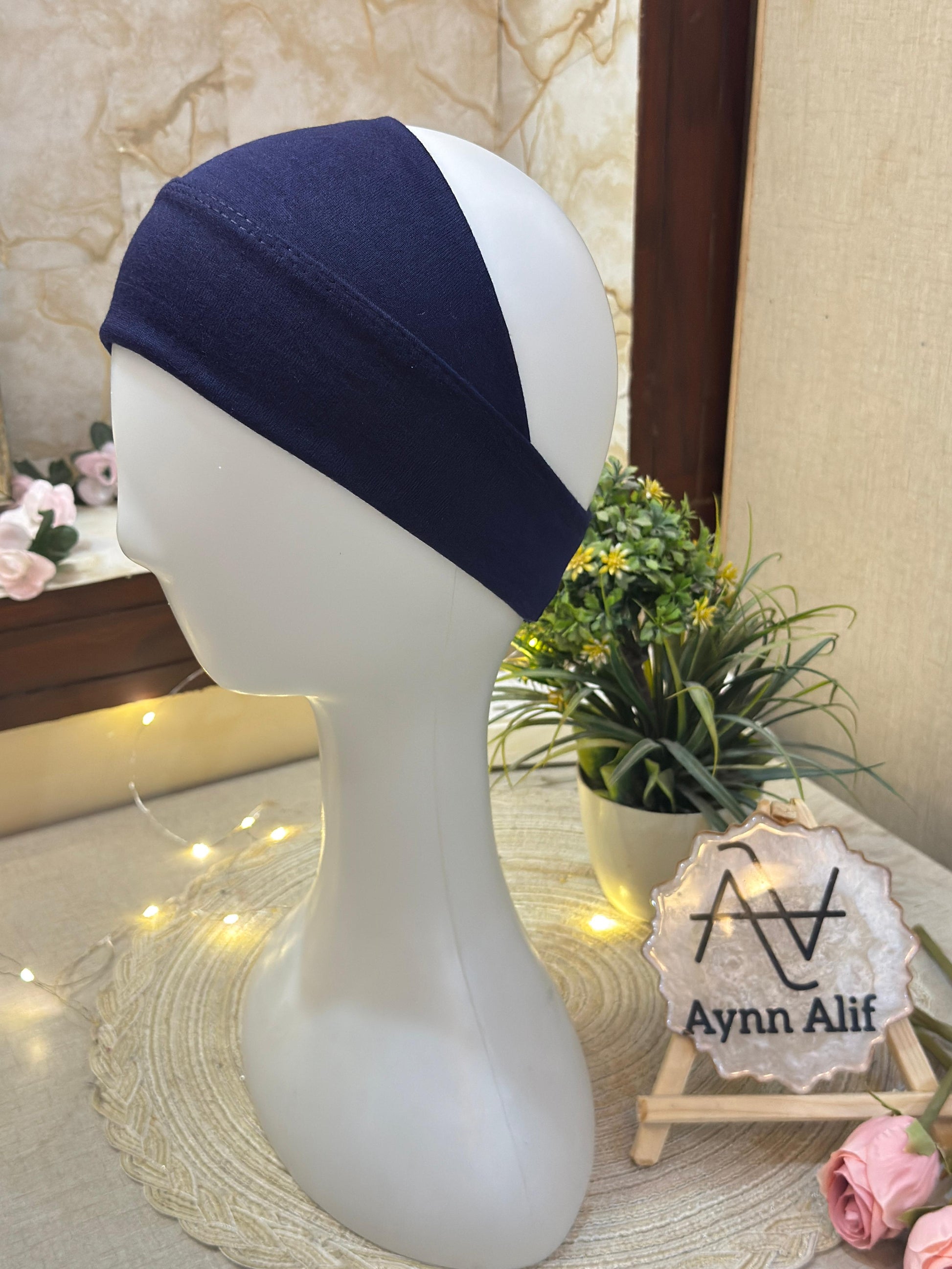 Navy blue tube underscarf band breathable hijab base