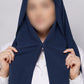 Navy blue instant chiffon georgette hijab with attached tube band and built-in magnet for easy everyday styling