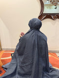 Navy blue polka dot namaz chaadar wudu friendly elastic sleeves head lightweight full coverage prayer chadar women Pakistan