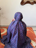 
Navy blue namaz chaadar pink floral wudu friendly elastic sleeves head full coverage prayer chadar women Pakistan