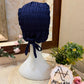 Navy Blue ruched tie back hijab cap made from soft breathable jersey with full head coverage and adjustable tie-back by Aynn Alif.
