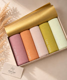Chiffon Zari Hijab collection in Creamy Peach, Orange, Light Peach, Lime Yellow and Pastel Yellow