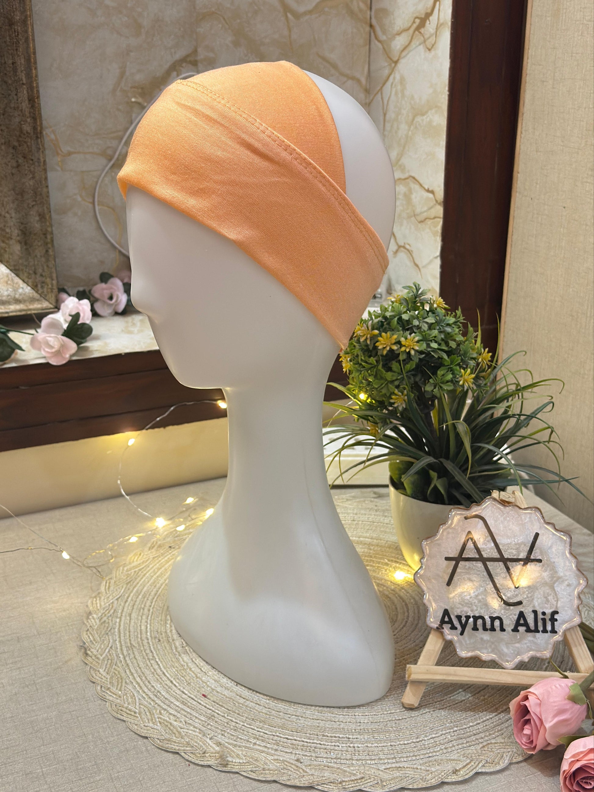 Peach tube underscarf band non slip breathable hijab base