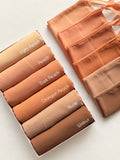 Chiffon georgette hijab and niqab set collection in Light Peach, Peach, Dark Peach, Orangish Peach, Nude and Walnut shades.