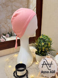 Peach Pink tie back hijab cap soft underscarf