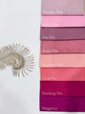 Pink shades plain tube bands underscarf powder baby tea rose coral magenta hijab cap