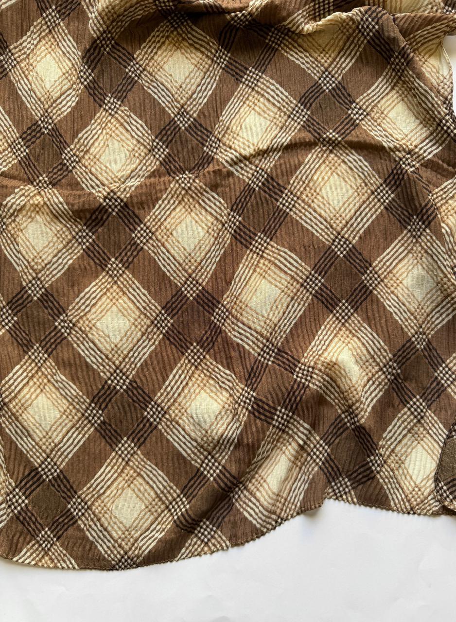 brunette brown printed lawn pleated hijab soft breathable fabric