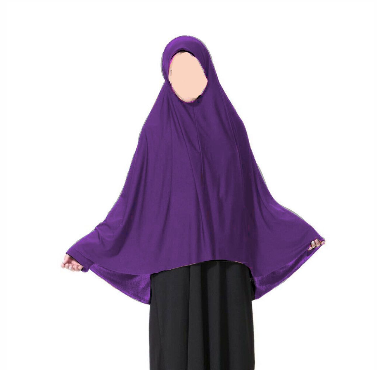 Purple teen half body khimar prayer scarf Pakistan anti slip jersey hijab