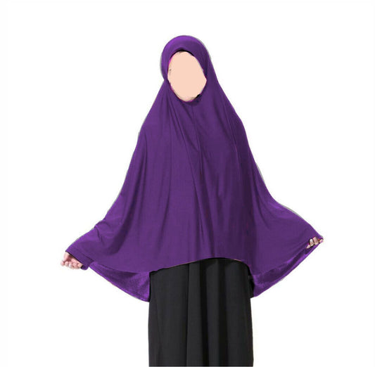 Purple teen half body khimar prayer scarf Pakistan anti slip jersey hijab