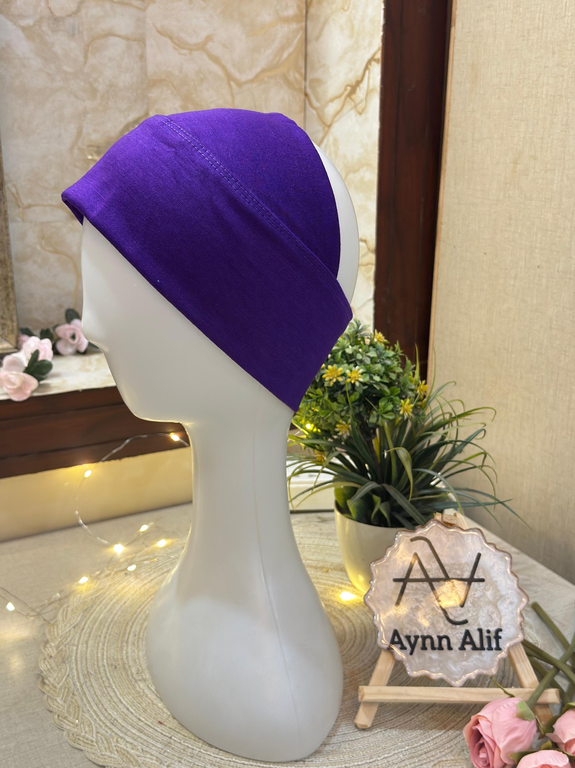 Purple tube underscarf band stretchable hijab underscarf