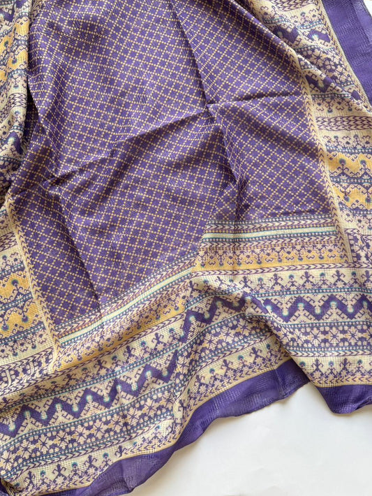 Purple printed lawn Tarkashi hijab lightweight breathable summer scarf