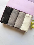 Neutral ribbed jersey hijab set black grey white in box soft stretchable modest wear