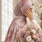 Aynn Alif Rose Marble printed sheen silk hijab in soft dusty pink with elegant marble print