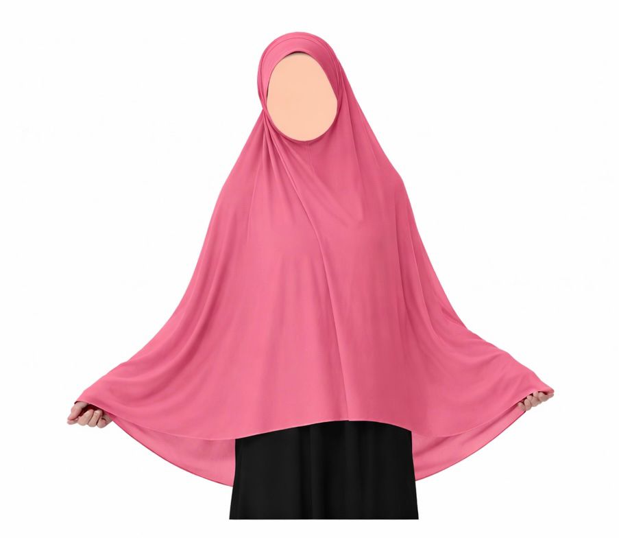 Rose pink teen makhna jersey prayer scarf anti slip modest long hijab for namaz