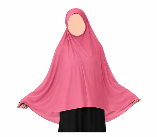 Rose pink teen makhna jersey prayer scarf anti slip modest long hijab for namaz
