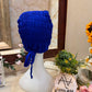 Royal Blue ruched tie back hijab cap made from soft breathable jersey with full head coverage and adjustable tie-back by Aynn Alif.
