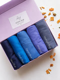 Aynn Alif Royal Blues Plain Lawn Tassel Hijab Set featuring Navy Blue, Cobalt Blue, Denim Blue, Amethyst and Midnight Blue with tassels at both ends.