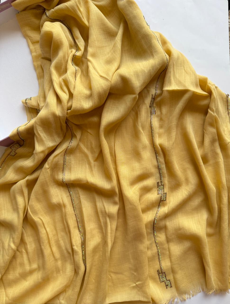 Skin tone Turkish lawn hijab with crystals soft lightweight lined modest scarf natural look