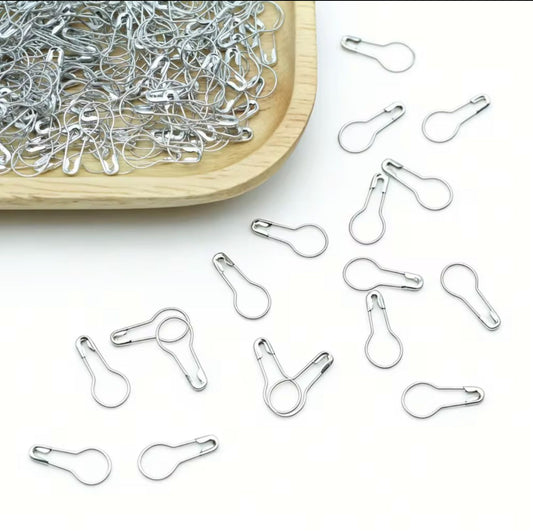 Silver Snag-Free Pear Pins for hijabs featuring a smooth coil-free pear-shaped design that glides through fabric without snagging or pulling.