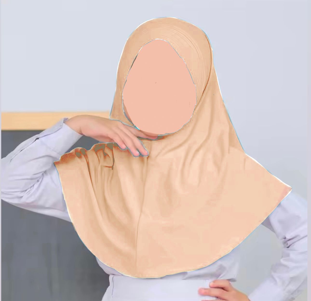 Skin colour kids jersey scarf for girls age 5-9 years in Pakistan with breathable soft fabric and modest half-body coverage