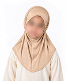 Skin colour kids jersey scarf for girls age 5-9 years in Pakistan with breathable soft fabric and modest half-body coverage.