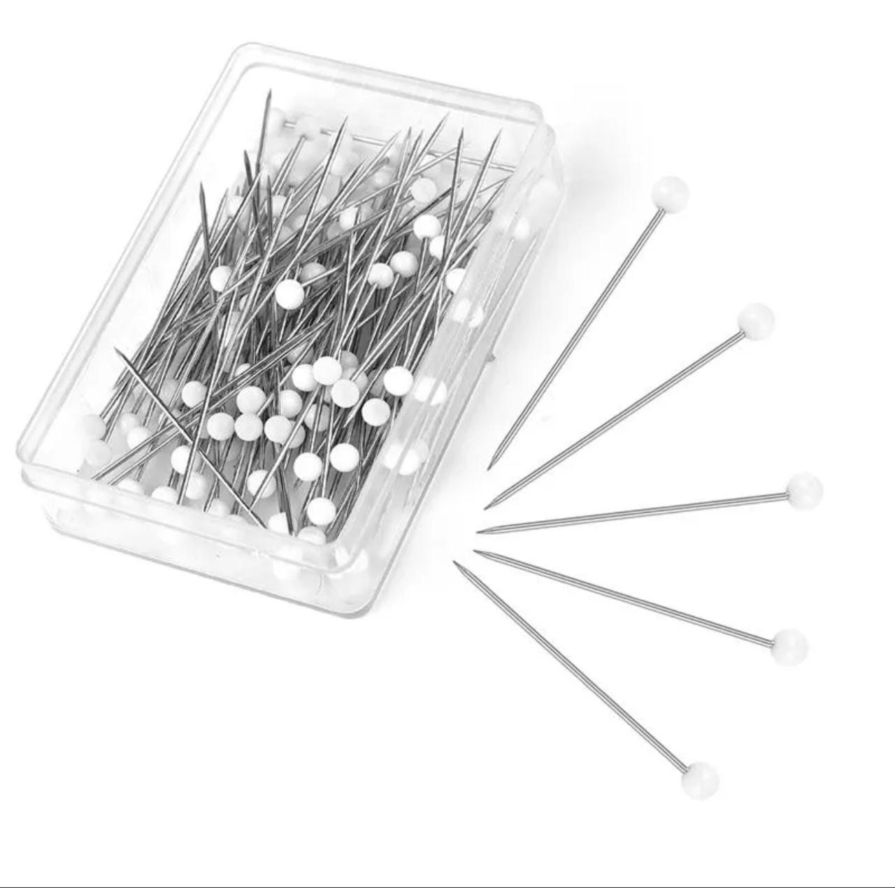 Small white hijab pins box of 100 by Aynn Alif Pakistan with compact white scarf pins for everyday hijab wear.