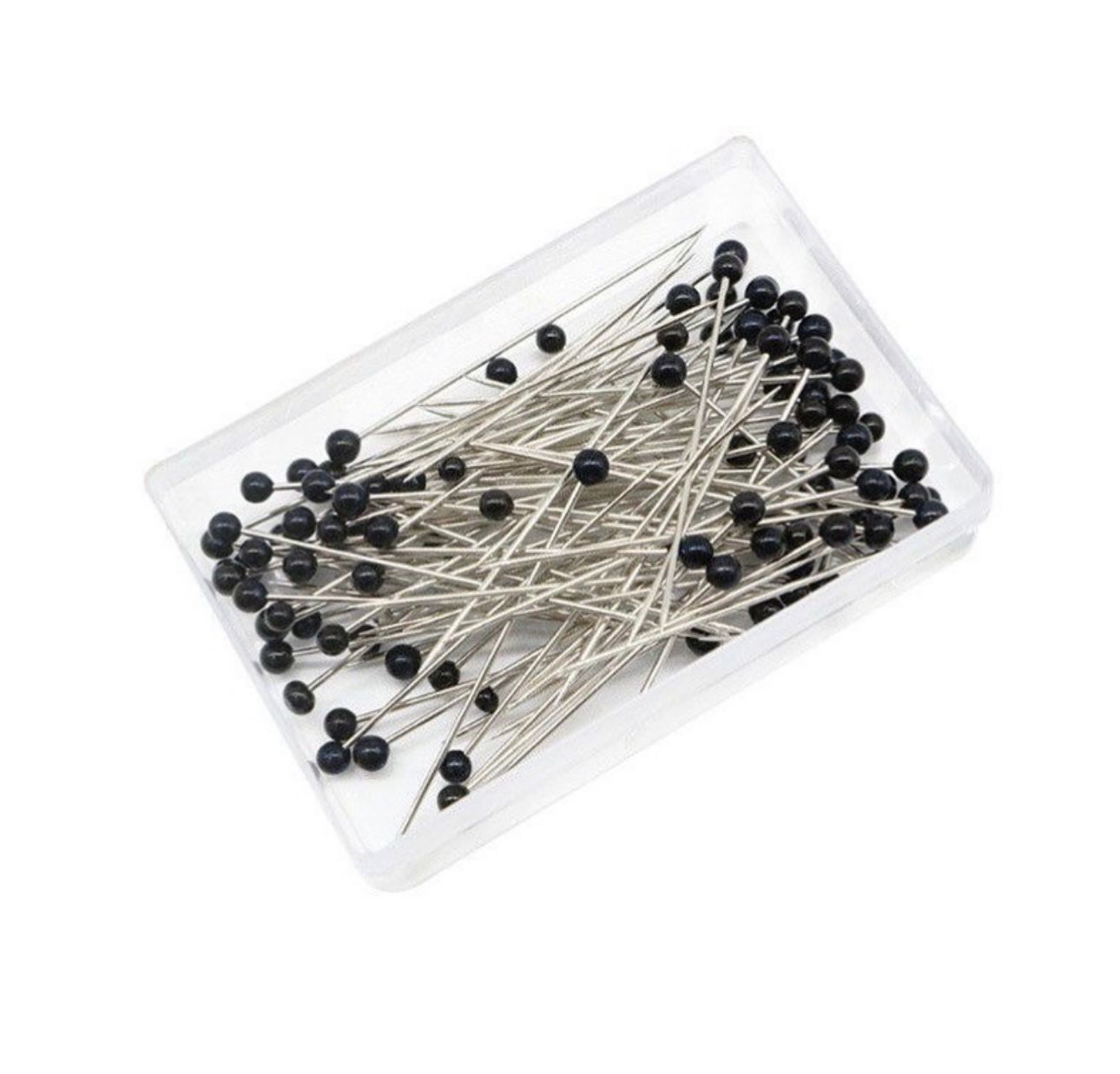 Small black hijab pins box of 100 by Aynn Alif Pakistan featuring compact black scarf pins for daily hijab wear.