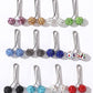 Stones studded loop pin for hijab styling featuring sparkling crystal accents and smooth silver glider design, secure snag-free scarf accessory.