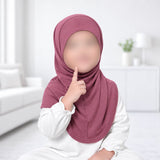 Shop tea pink kids jersey scarves for girls aged 3–5 years. Soft, breathable and comfortable, perfect for everyday hijab wear, school and special occasions.