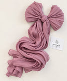 Tea pink stones-studded matte silk hijab with a flowy drape and elegant delicate stone embellishments by Aynn Alif.
