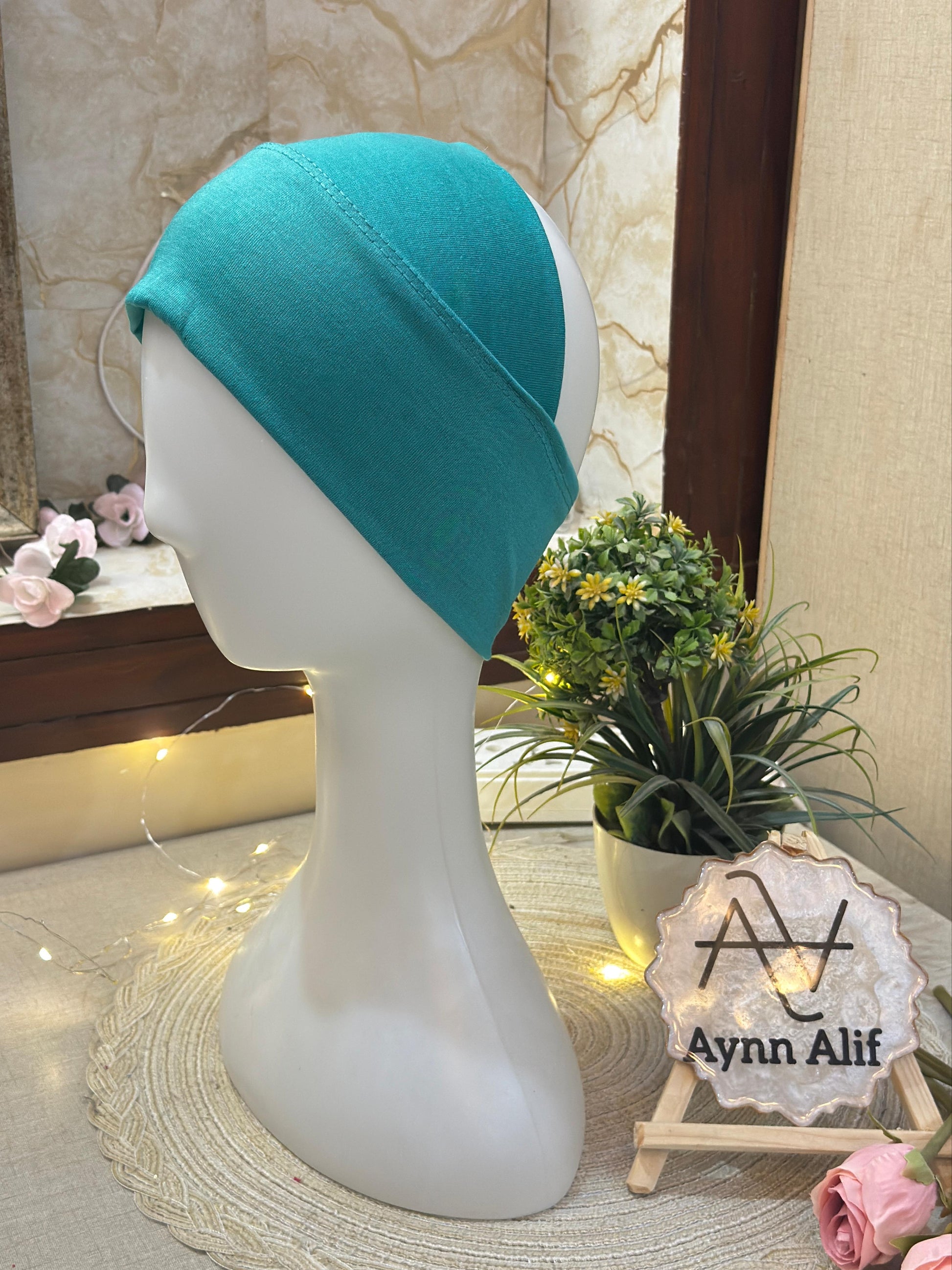 Turquoise tube underscarf band lightweight non slip hijab base