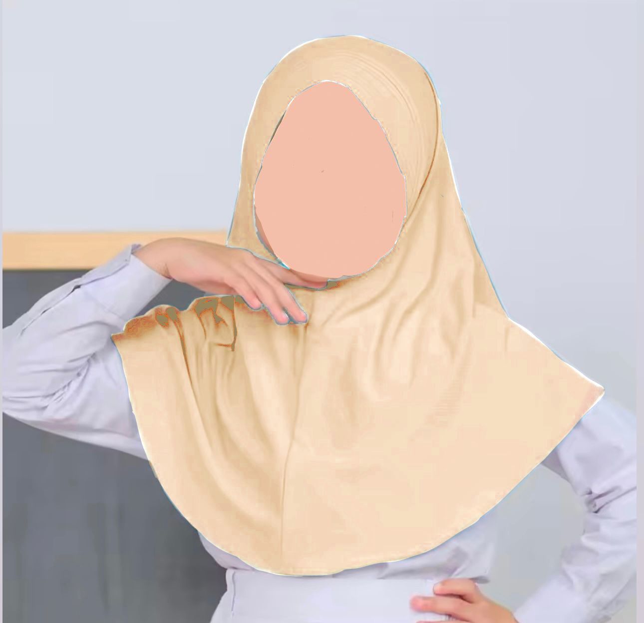 Vanilla kids jersey scarf for girls age 5-9 years in Pakistan with breathable soft fabric and modest half-body coverage.