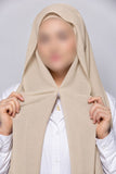 Wheat instant chiffon georgette hijab with attached tube band and built-in magnet for easy and effortless everyday styling.