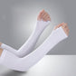 White thumbhole arm sleeves jersey fabric